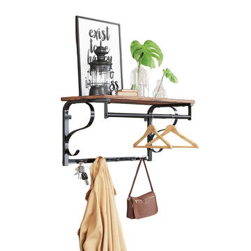 Wandgarderobe met plank en kledingroede, ruimtebesparend, 60 x 30 x 32 cm