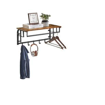 Wandkapstok met plank - wandrek met haken en roede - 66 x 27 x 30 cm