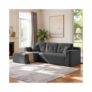 Modulaire hoekbank 244 cm met chaise longue | Leigrijs | 244x150x73 cm