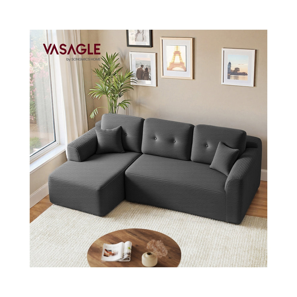 Modulaire hoekbank 244 cm met chaise longue | Leigrijs | 244x150x73 cm