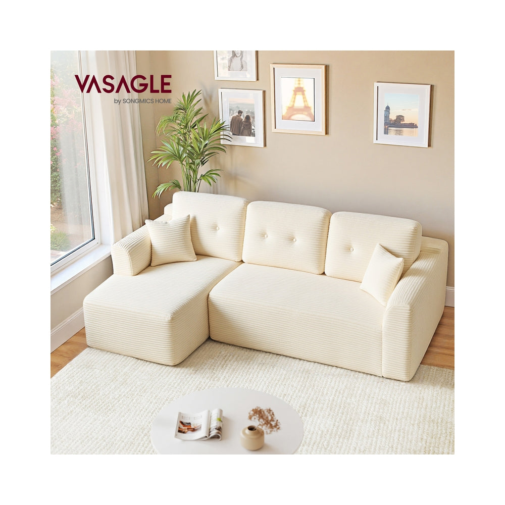 Modulaire hoekbank 244 cm met chaise longue | Cremewit | 244x150x73 cm