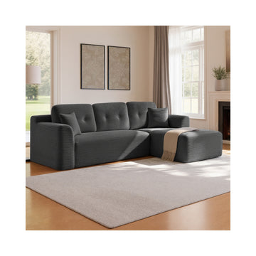 Modulaire hoekbank 244 cm met grote chaise longue rechts | Leigrijs | 244x150x73 cm