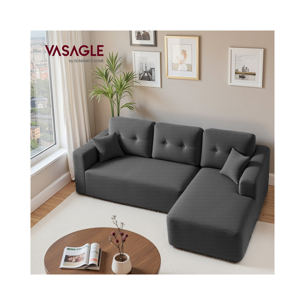 Modulaire hoekbank 244 cm met grote chaise longue rechts | Leigrijs | 244x150x73 cm