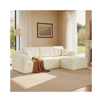 Modulaire bank 244 cm met grote chaise longue rechts | Crèmewit | 244x150x73 cm