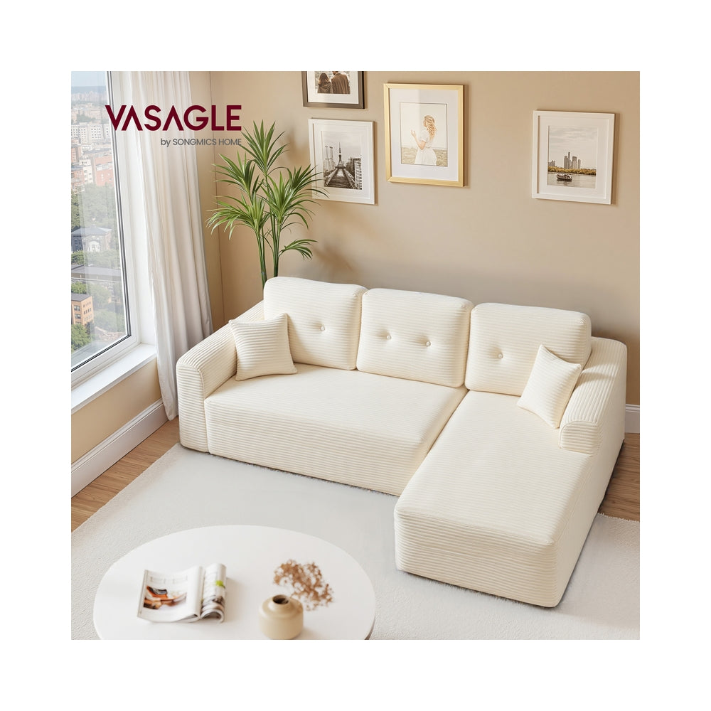 Modulaire bank 244 cm met grote chaise longue rechts | Crèmewit | 244x150x73 cm