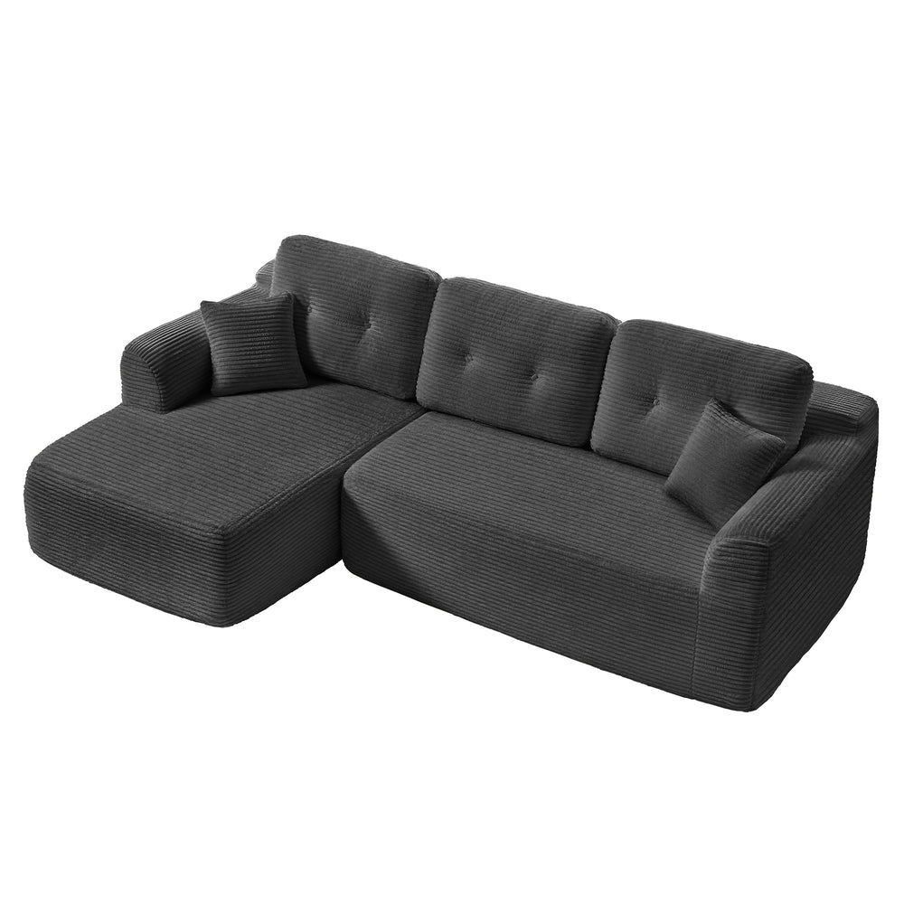 Modulair hoeksofa met chaise longue links | Grijs | 244x150x73 cm