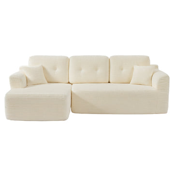 Modulaire hoekbank met chaise longue links | Wit | 244x150x73 cm