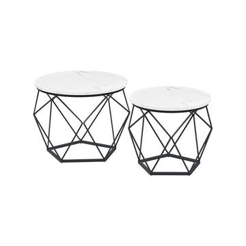 2-delige ronde salontafelset - moderne bijzettafels - 60 x 45 cm & 50 x 40 cm