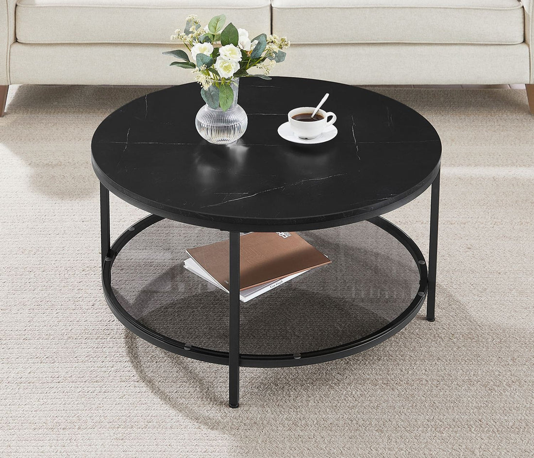 Moderner Couchtisch mit Glasplatte - schwarz - 80 x 46 cm
