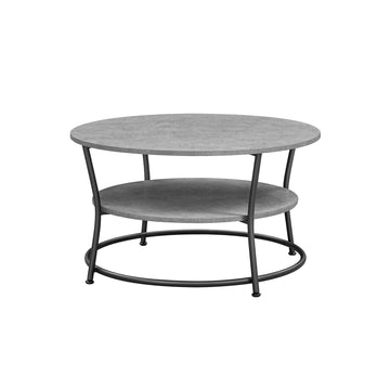 Salontafel van spaanplaat en staal, 80 x 46,5 cm, betonlook grijs/inktzwart