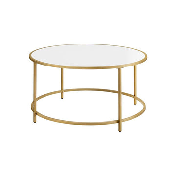 Ronde salontafel - metalen frame - spaanplaat/staal - wit/goud