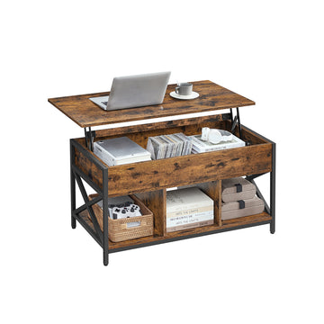 Verstelbare salontafel bruin-zwart - houtspaanplaat - 50 x 100 cm