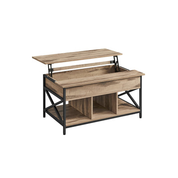 Salontafelset - Bijzettafel - Spaanplaat en staal - 60 x 100 x 62 cm - Camelbruin-zwart