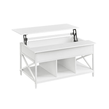 Witte salontafel met verstelbare hoogte - spaanplaat en staal - 60 x 100 x 62 cm