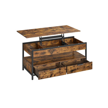 Verstelbare salontafel vintage bruin-inktzwart - spaanplaat en staal - 50 x 100 cm