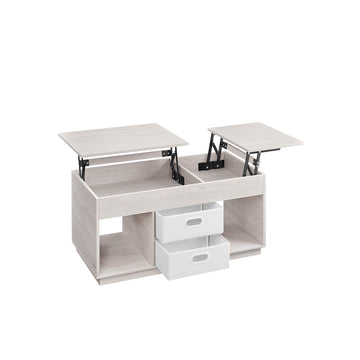 Salontafel met 2 laden en opbergvakken - beige - staal/spaanplaat - 50 x 100 x 48/62,3 cm