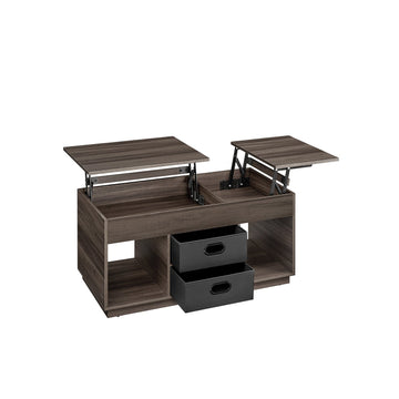 Salontafel met 2 lades, asbruin - staal & spaanplaat - 50 x 100 x 48/62,3 cm