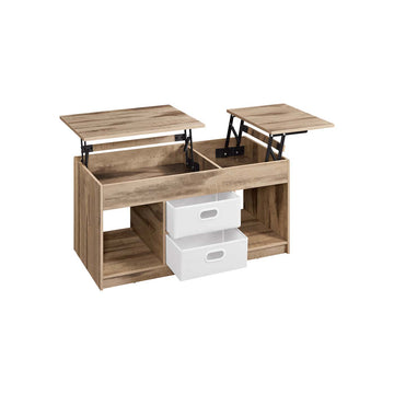 Salontafel met 2 laden en vakken - Bruin-wit - 50 x 100 x 48 cm