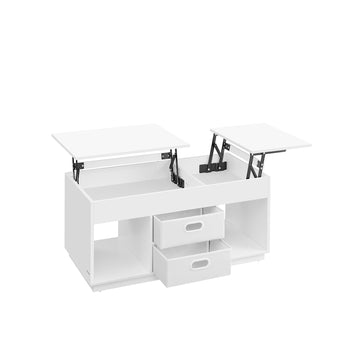 Salontafel met 2 lades en opbergruimte, wit, staal/spaanplaat, 50 x 100 x 48/62,3 cm, 75 kg