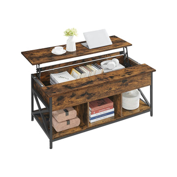 In hoogte verstelbare salontafel met opbergruimte | Vintagebruin-zwart | 120x60x48-62 cm