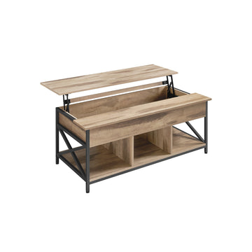 Salontafel met opbergruimte - hout/staal - bruin/zwart - 60 x 120 x 48-62 cm