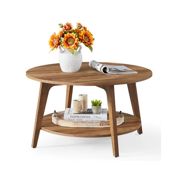 Salontafel met 2 niveaus eenvoudig te monteren | Honingbruin | 80x80x45 cm