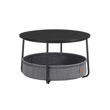 Bijzettafelset met stoffen mand, 75 x 45 cm, 40 kg, zwart/grijs