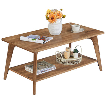 Ronde salontafel met 2 niveaus | Aardbruin | 100x55x45 cm