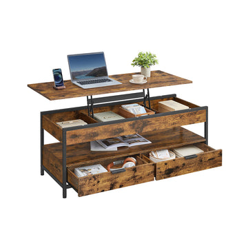 In hoogte verstelbare salontafel met lade, vintage, 50 x 120 x 48-63 cm