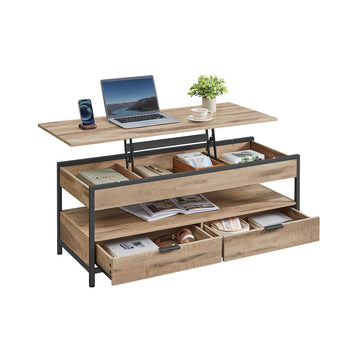 Salontafel met lades - spaanplaat/staal - 50x120 cm - verstelbaar 48-63 cm