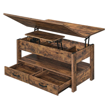 Salontafel met gascilinder | Vintagebruin | 100x50x49,1 cm