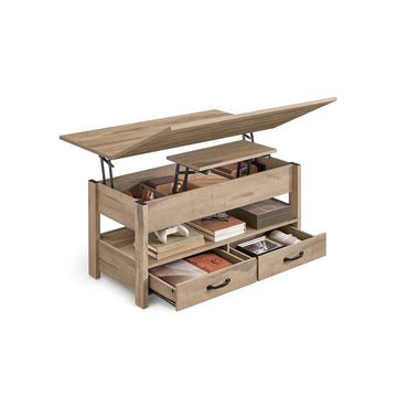 In hoogte verstelbare salontafel met lift-top - 50 x 100 x 49,1/64,1 cm - bruin
