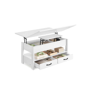 Salontafel met lift-top, opbergruimte en verstelbare hoogte, wit - 50 x 100 x 49,1/64,1 cm