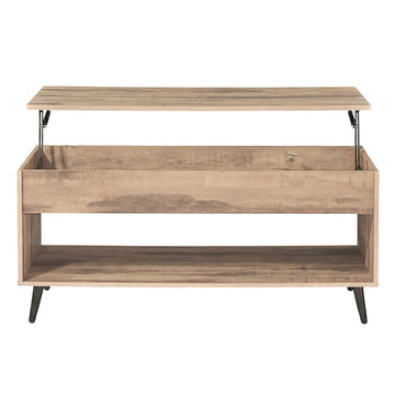 Hoogteverstelbare salontafel met verborgen vak | Kamelbruin-Zwart | 100x50x45/58,5 cm