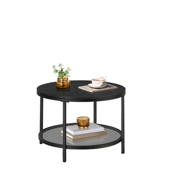Ronde salontafel - verstelbare voet - zwart - 65 x 46 cm