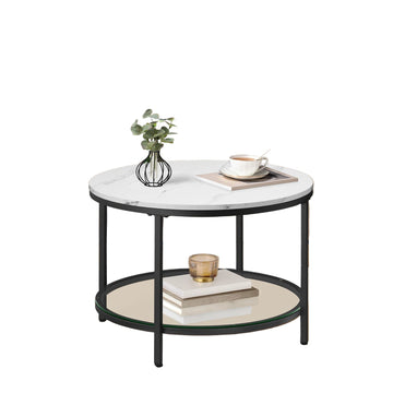 Witte salontafel, in hoogte verstelbaar, Ø 65 cm