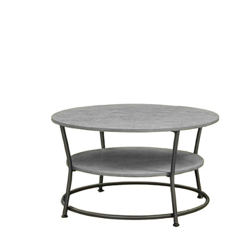 Moderne salontafel - houtspaanplaat en staal - Ø80 x 46,5 cm - grijs-zwart