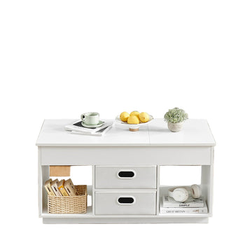 Witte salontafel, staal/houtspaanplaat, modern, 50 x 100 x 48/62,3 cm