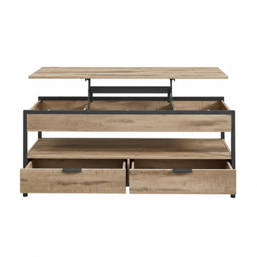 In hoogte verstelbare salontafel met laden | Bruin-Zwart | 120x50x48-63 cm