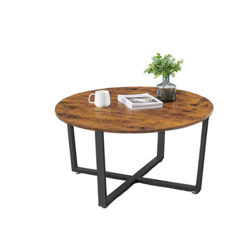 Ronde salontafel bruin - houtspaanplaat en ijzer - 88 x 88 x 47 cm