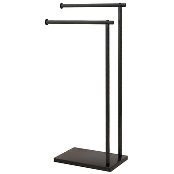 Stalen handdoekrek met 2 stangen | Kleur: Zwart | Afmetingen: 20x35.5x78 cm