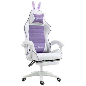 Gamingstoel met voetsteun en lendensteun | Kleur: Paars | Afmetingen: 63x65x136-142 cm