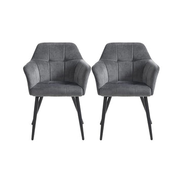 Eetkamerstoel - set van 2 - fluweel - grijs - 61 x 60 x 86,5 cm