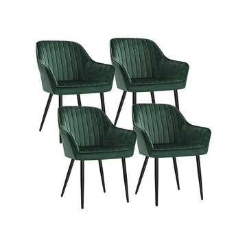 Gestoffeerde eetkamerstoelen set van 4 - fluweel - groen/zwart - 62,5 x 60 x 85 cm