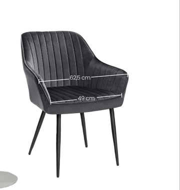 Elegante eetkamerstoel met armleuningen – fluweel – gewatteerd – 62,5 x 60 x 85 cm – tot 110 kg