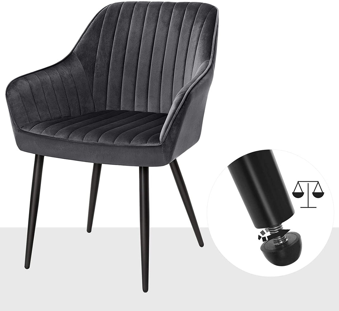 Esszimmerstuhl-Set 6-teilig - graue Samtstühle - 62,5 x 60 x 85 cm