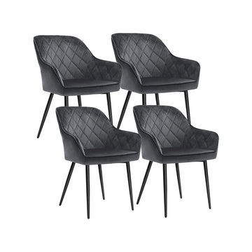 Set van 4 fluwelen eetkamerstoelen - ergonomisch - grijs - 62,5 x 60 x 85 cm