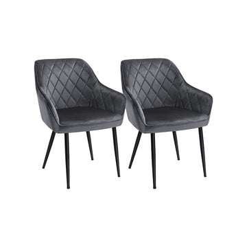Fluwelen eetkamerstoelen set van 2 met armleuningen - 62,5 x 60 x 85 cm