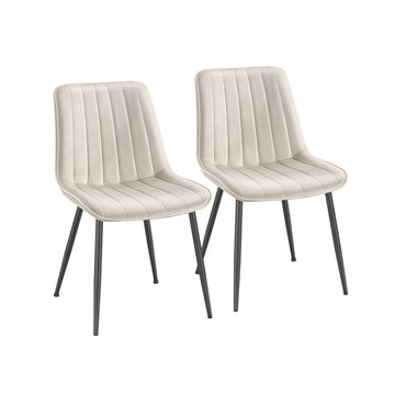 Eetkamerstoelen 2-delige set | Cappuccinobeige en inktzwart | 48,5x58x79,5 cm