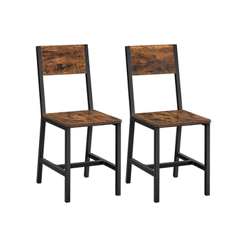 Vintage eetkamerstoelen bruin-zwart set - spaanplaat en staal - 36 x 46,6 x 87,1 cm